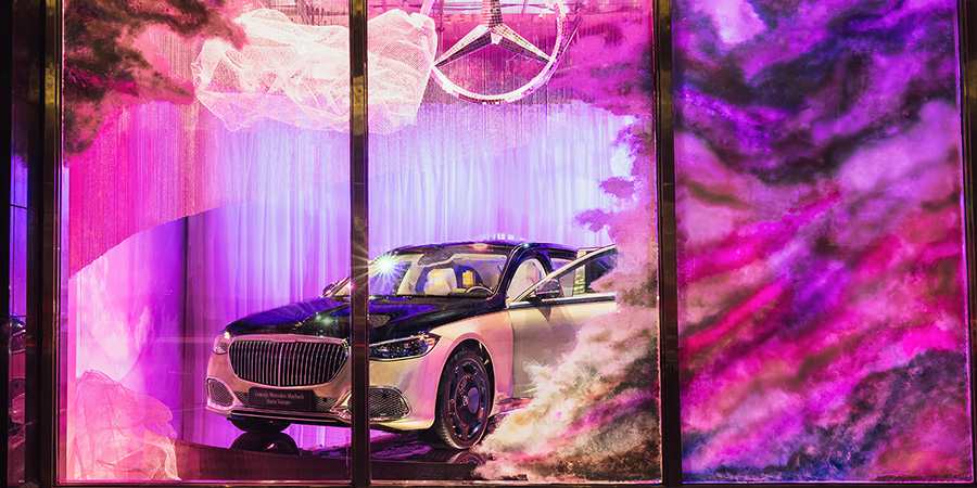 Window with a Mercedes-Benz Maybach S-Class